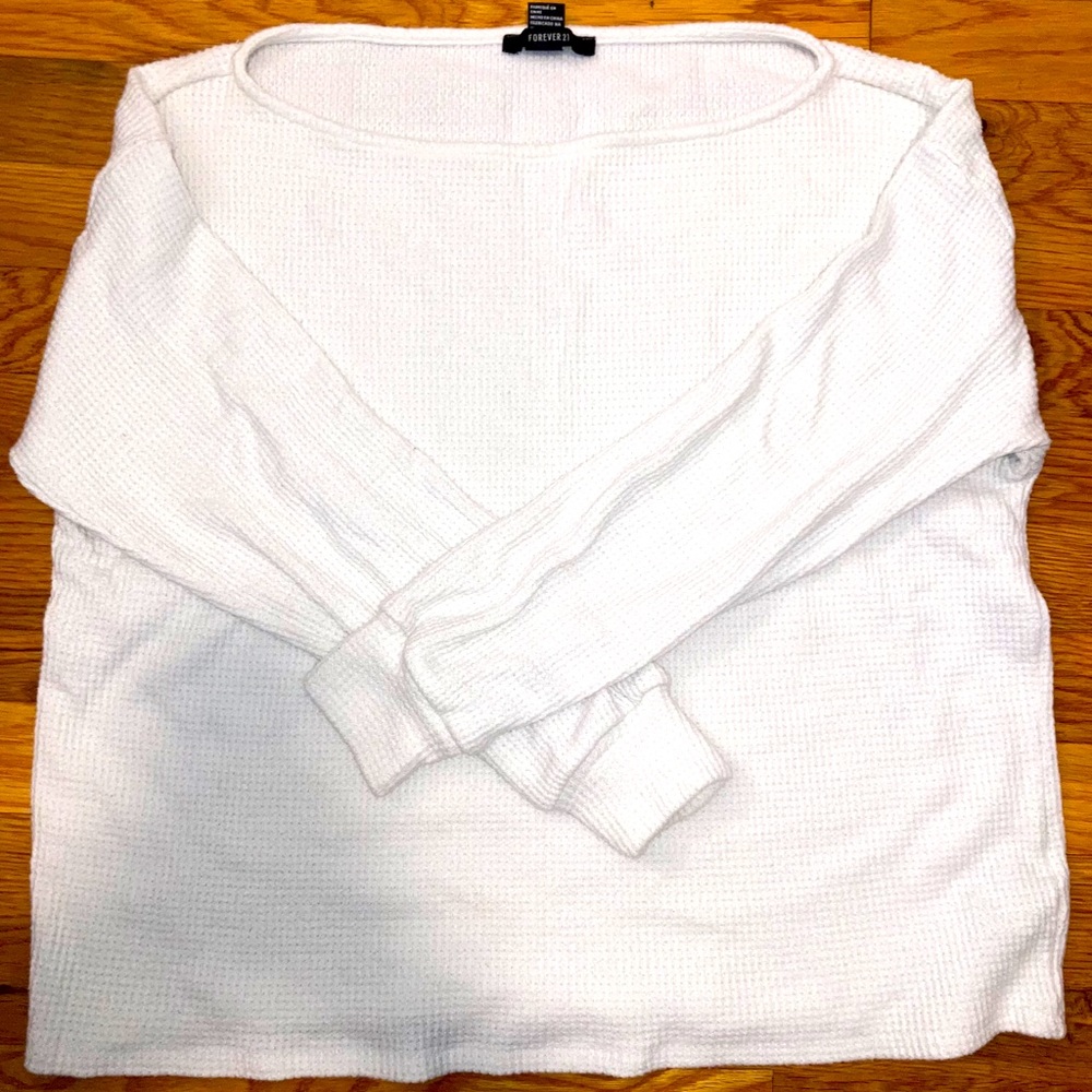 Forever 21 White waffle sweater